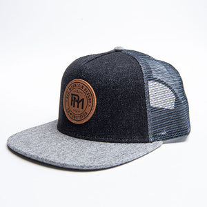 Monogram Leather Patch Adult 5 Panel Snap Back Cap - Piste Off Supply Co.
