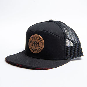 Monogram Leather Patch 6 Panel Adult Snap Back Cap - Piste Off Supply Co.